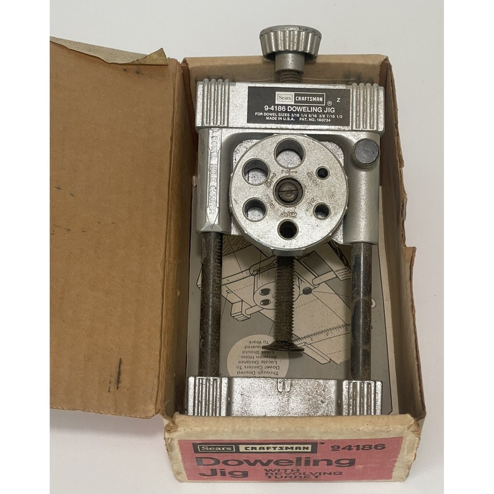 Vintage‎ Sears Doweling Jig Craftsman 9-4186 94186 Turret  w/ Box